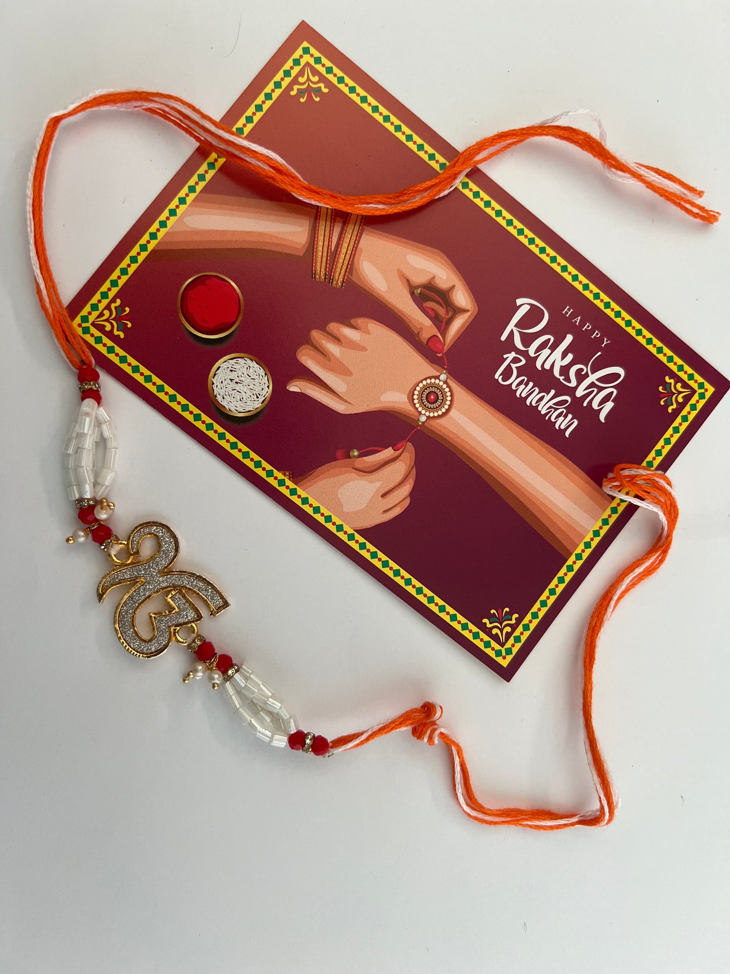 PUNJAB ART Rakhi for brother Bhaiya Bhabhi Gift Set of 3 Pcs Rakhi for family Raksha Bandhan Festival Rakhi for Bhaiya and Bhabhi, Indian designer latest Rakhi for bhai Thread bracelet (Design 1)
