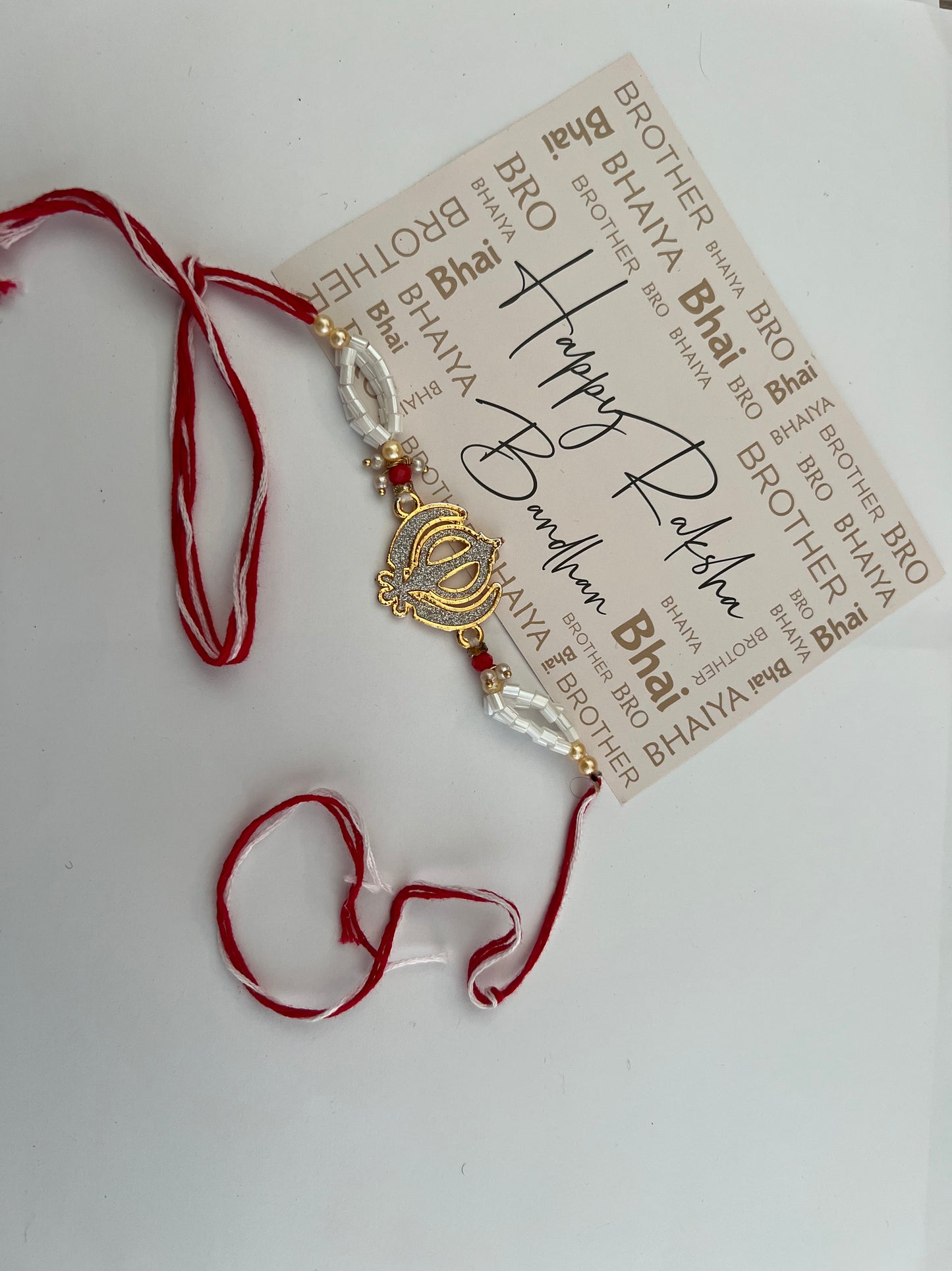PUNJAB ART Rakhi for brother Bhaiya Bhabhi Gift Set of 3 Pcs Rakhi for family Raksha Bandhan Festival Rakhi for Bhaiya and Bhabhi, Indian designer latest Rakhi for bhai Thread bracelet (Design 1)