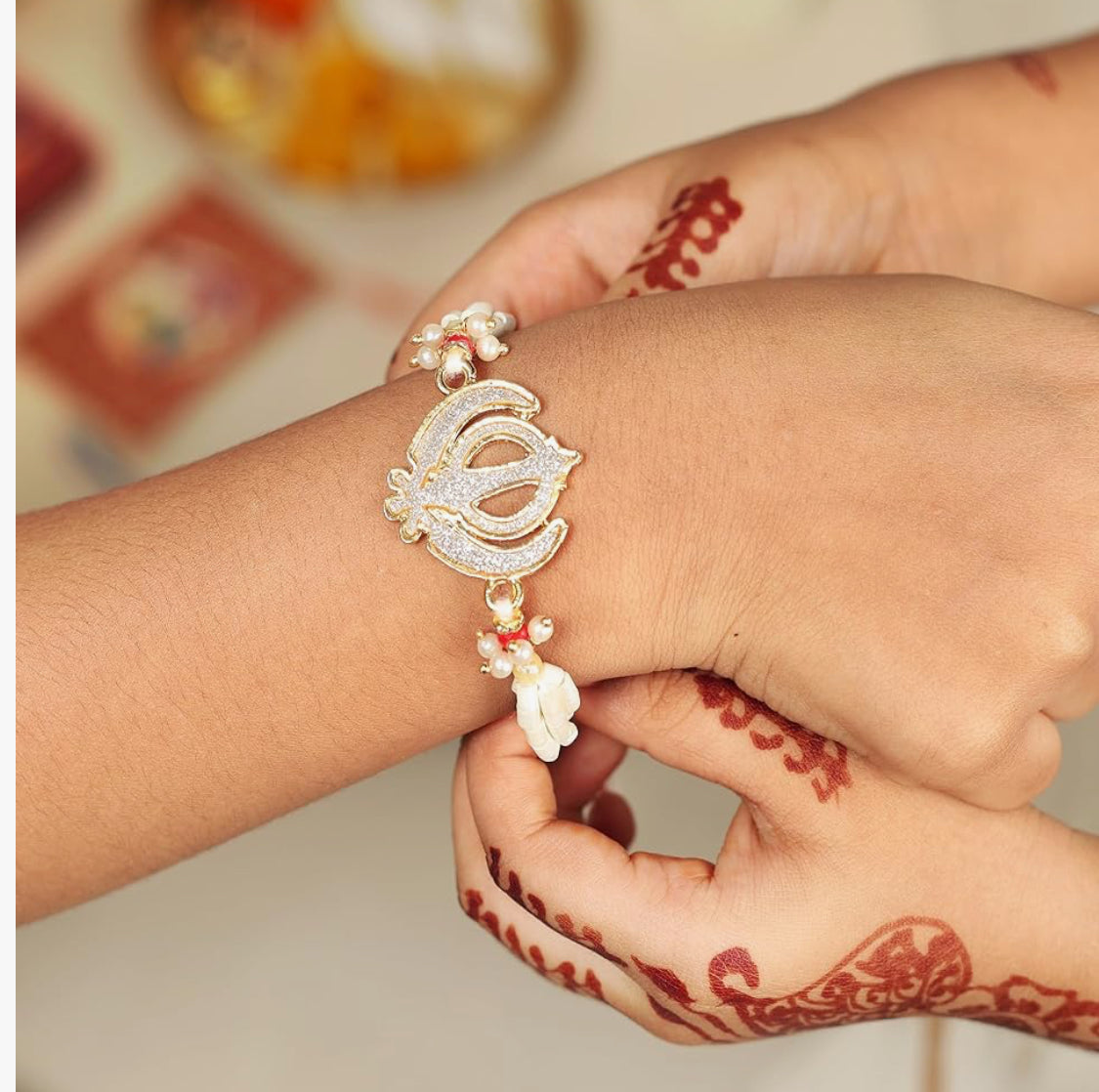 PUNJAB ART Rakhi for brother Bhaiya Bhabhi Gift Set of 3 Pcs Rakhi for family Raksha Bandhan Festival Rakhi for Bhaiya and Bhabhi, Indian designer latest Rakhi for bhai Thread bracelet (Design 1)