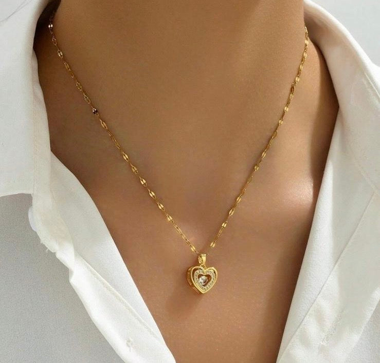 Heart Shape Golden Colour Necklace