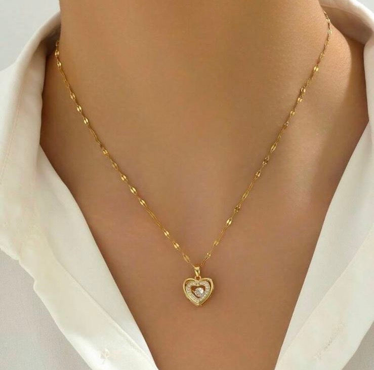 Heart Shape Golden Colour Necklace