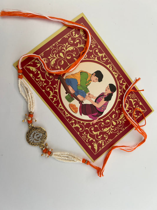 PUNJAB ART Rakhi for brother Bhaiya Bhabhi Gift Set of 3 Pcs Rakhi for family Raksha Bandhan Festival Rakhi for Bhaiya and Bhabhi, Indian designer latest Rakhi for bhai Thread bracelet (Design 1)